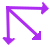An icon of three arrows diverging from one point.